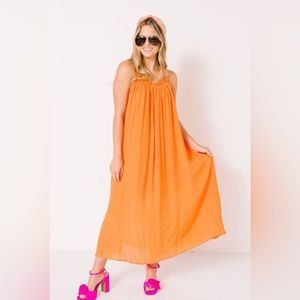 Go With the Flow Midi Dress in Orange (Size Small) Only worn once!!